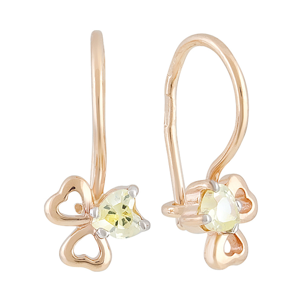 Золотые серьги с фианитом № 128312