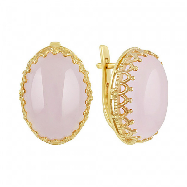 Серебряные серьги с алпанитом и золотым покрытием № 132492