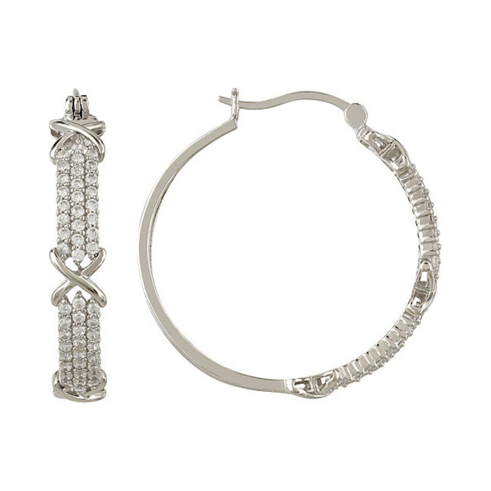 Серебряные серьги с фианитом № 107188