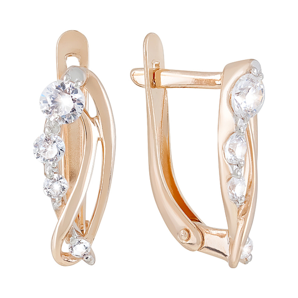 Золотые серьги с фианитами № 122274
