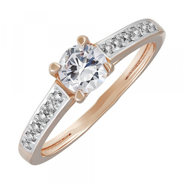 Золотое кольцо с фианитом № 135963