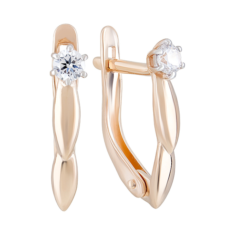 Золотые серьги с фианитом № 124289