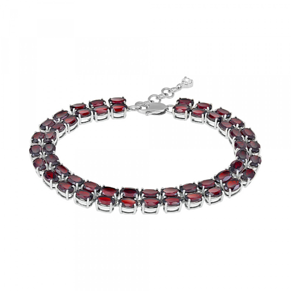 Серебряный браслет с гранатом и фианитом № 127942