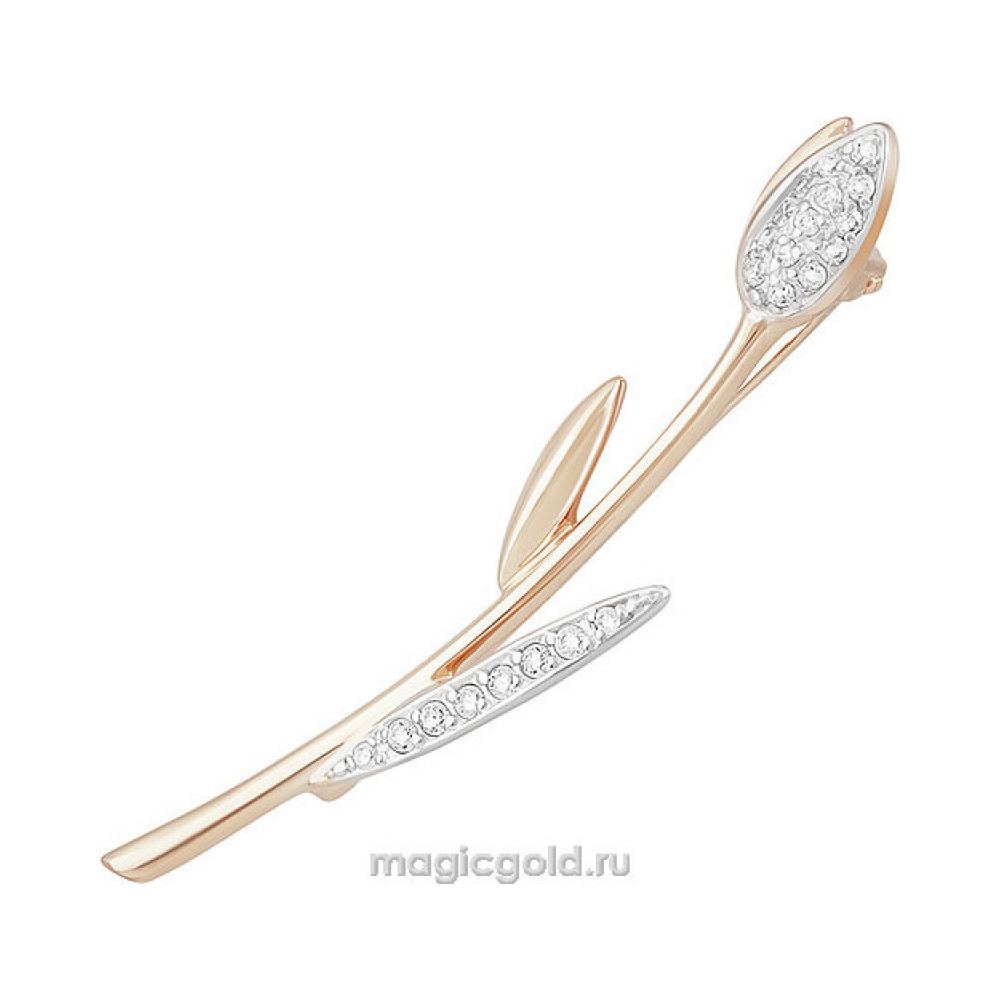 Золотая брошь с фианитом № 155799
