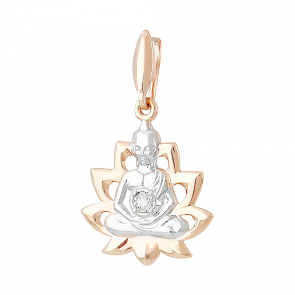 Золотое колье с топазом и фианитом № 127015