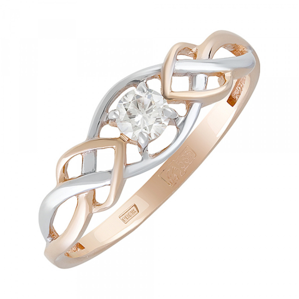 Золотое кольцо с бриллиантом № 129126