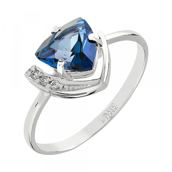 Золотое кольцо с топазом и фианитом № 111249