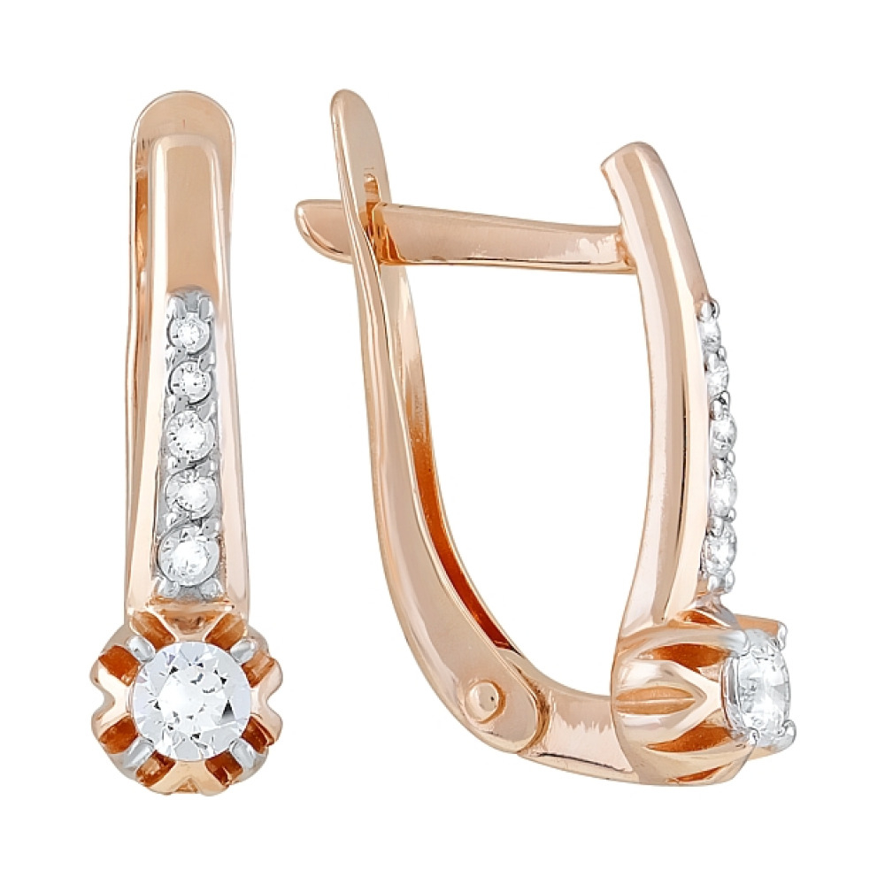 Золотые серьги с фианитами № 120660