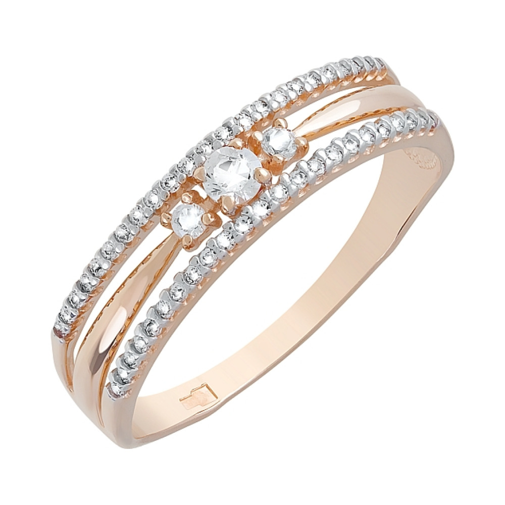 Золотое кольцо с фианитами № 121868