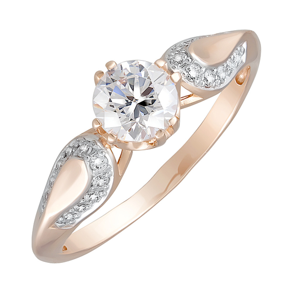 Золотое кольцо с кристаллами swarovski № 124720