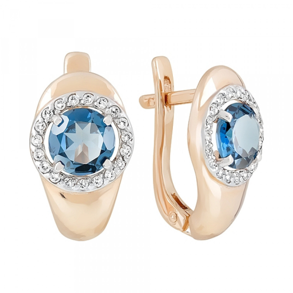 Золотые серьги с топазом и фианитом № 120226