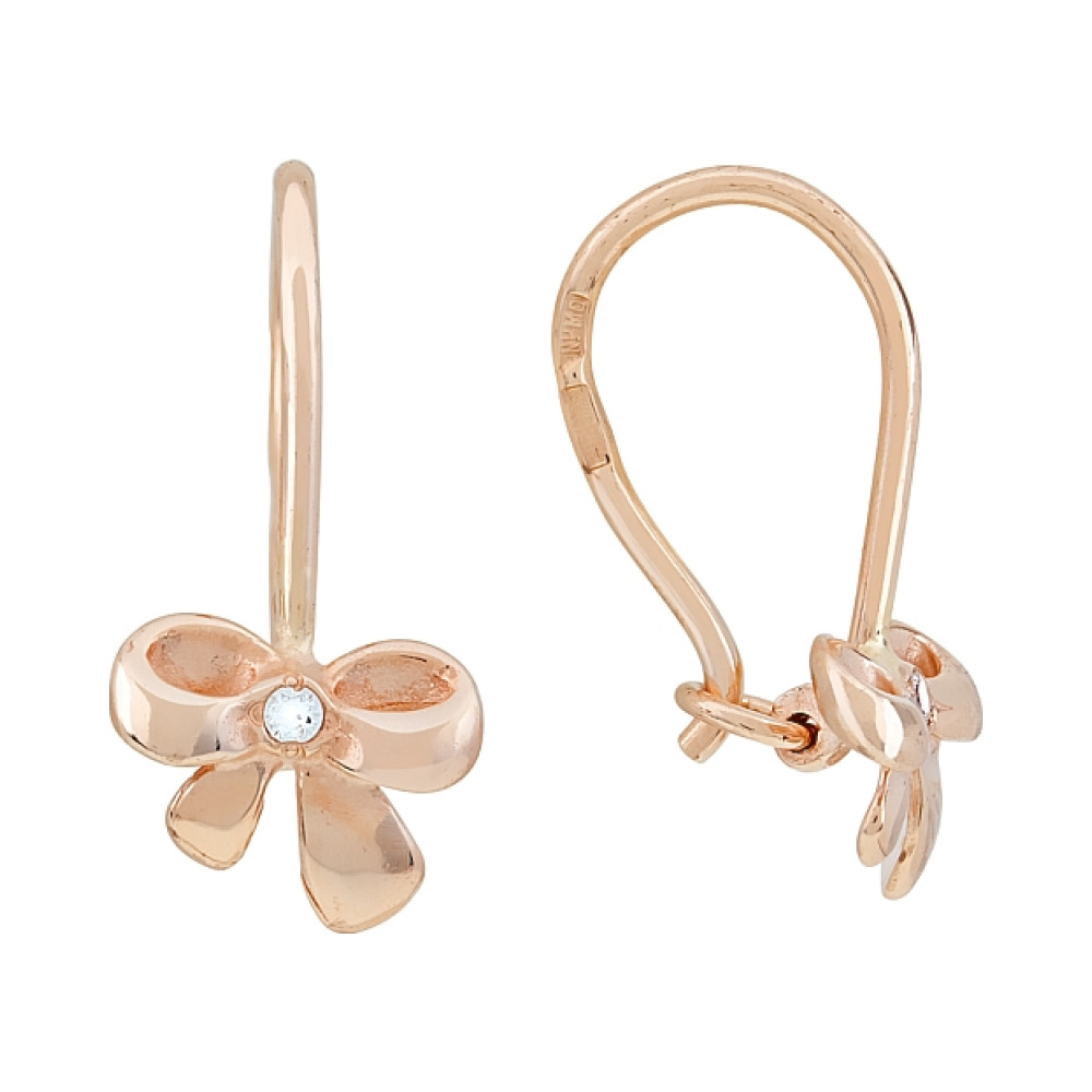 Золотые серьги с фианитом № 116734