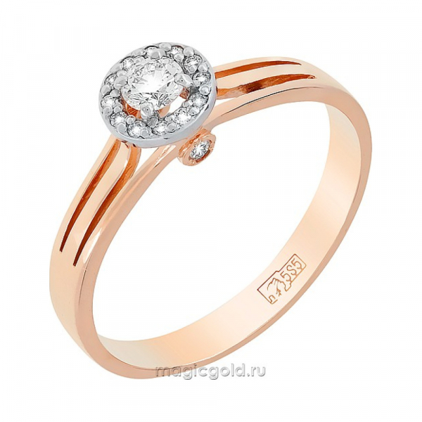 Золотое кольцо с бриллиантом № 118172