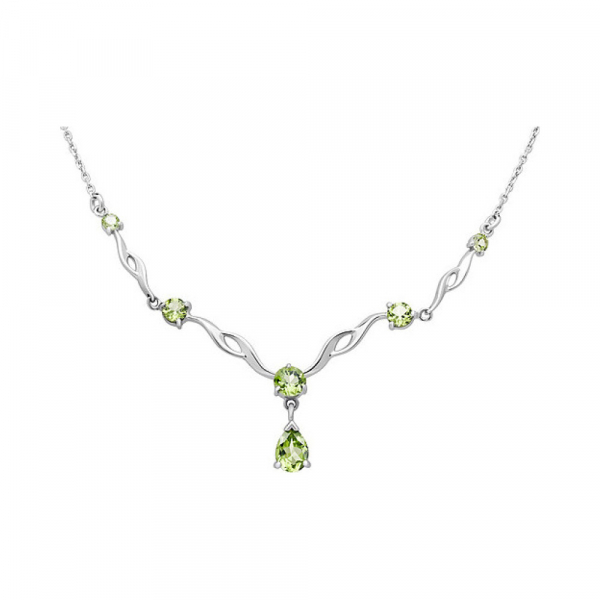 Серебряное колье с хризолитом № 133195