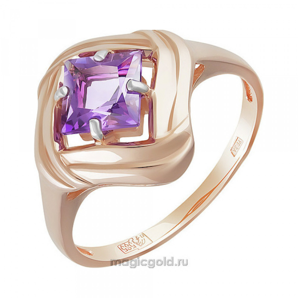 Золотое кольцо с аметистом № 160538