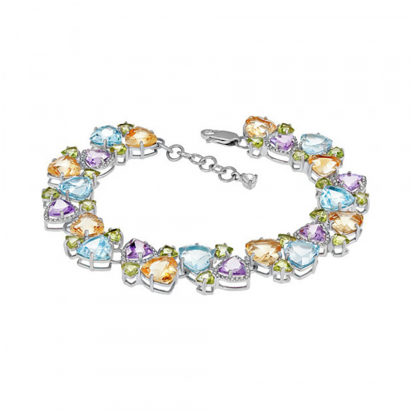 Серебряный браслет с полудраг. вставками и фианитом № 135876