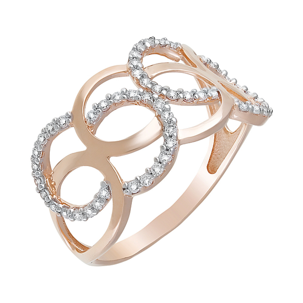 Золотое кольцо с фианитами № 126819