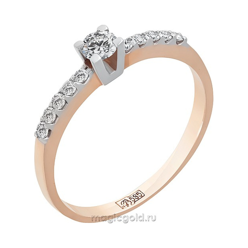 Золотое кольцо с бриллиантом № 160074