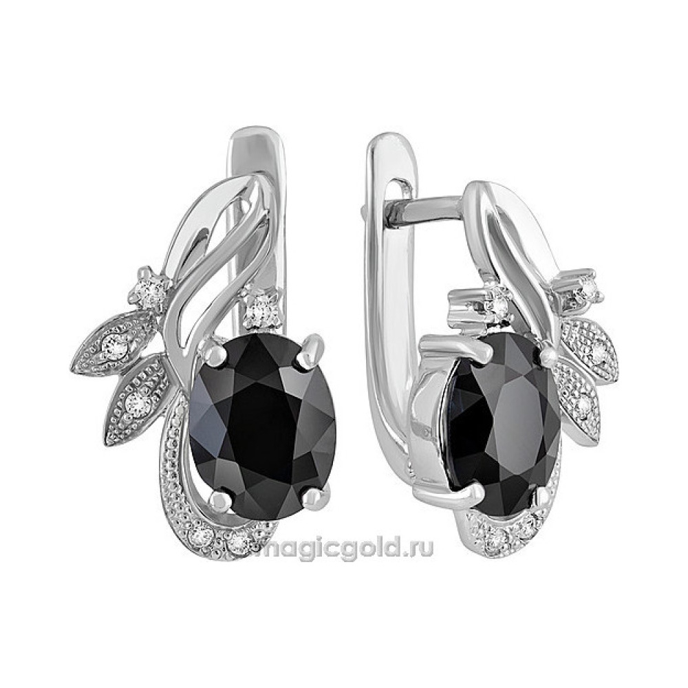 Серебряные серьги с сапфиром и фианитом № 130220