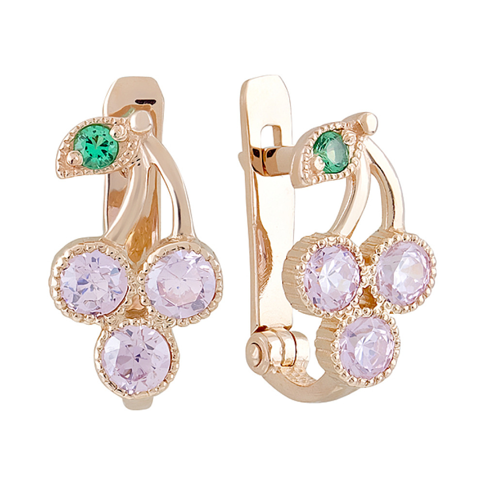 Золотые серьги с фианитами № 127440