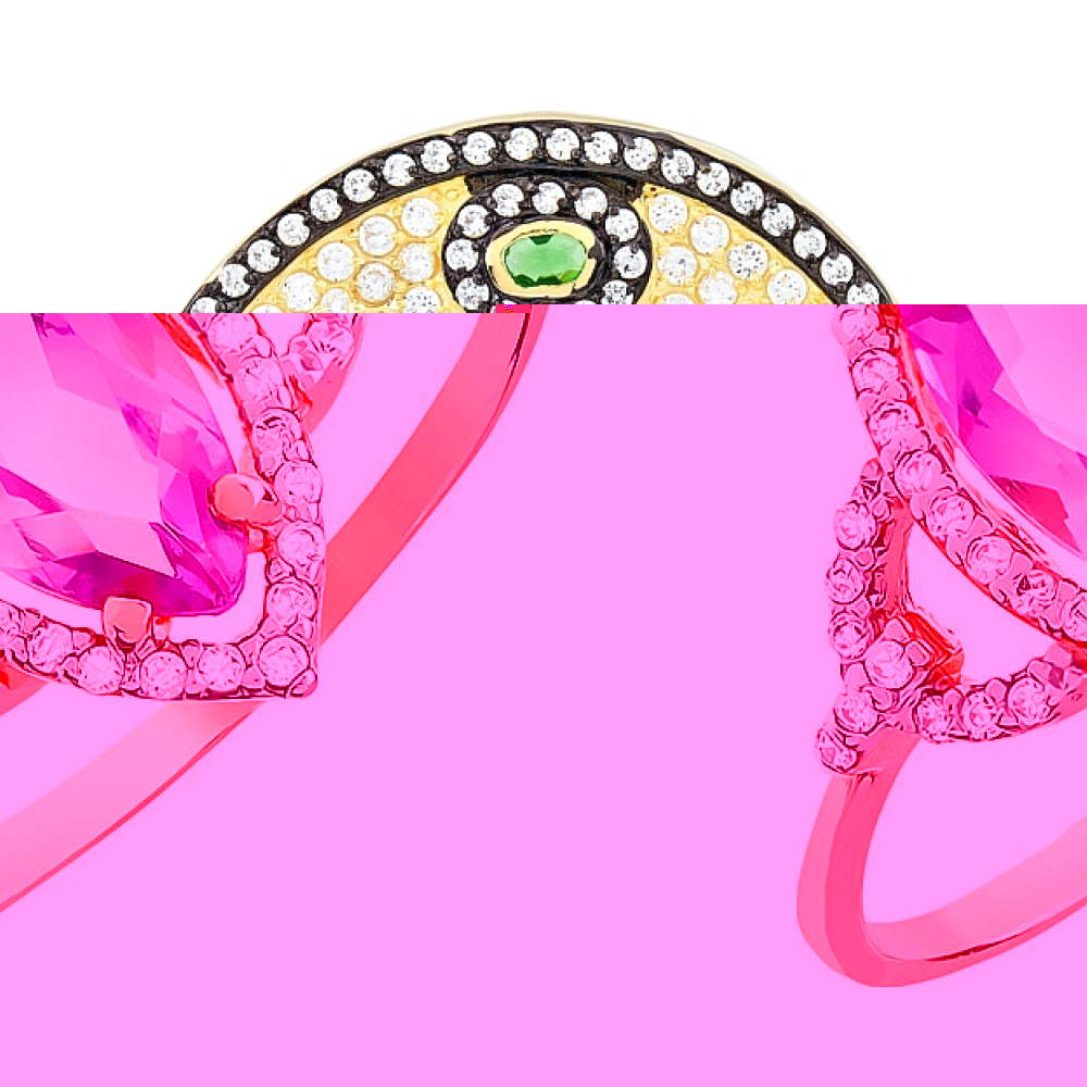 Серебряная подвеска с фианитом черным и золотым покрытием № 118415