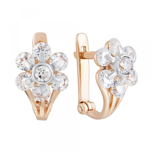 Золотые серьги с фианитами № 126762