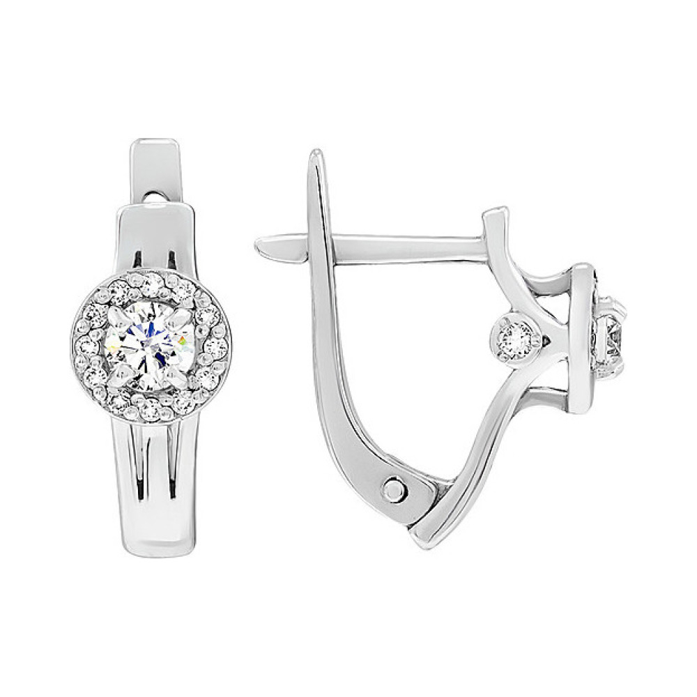 Золотые серьги с бриллиантом № 114375