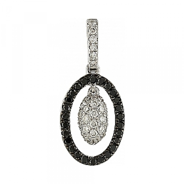 Золотая подвеска с черным и белым бриллиантами № 105993