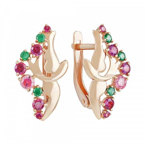 Золотые серьги с фианитом № 136511