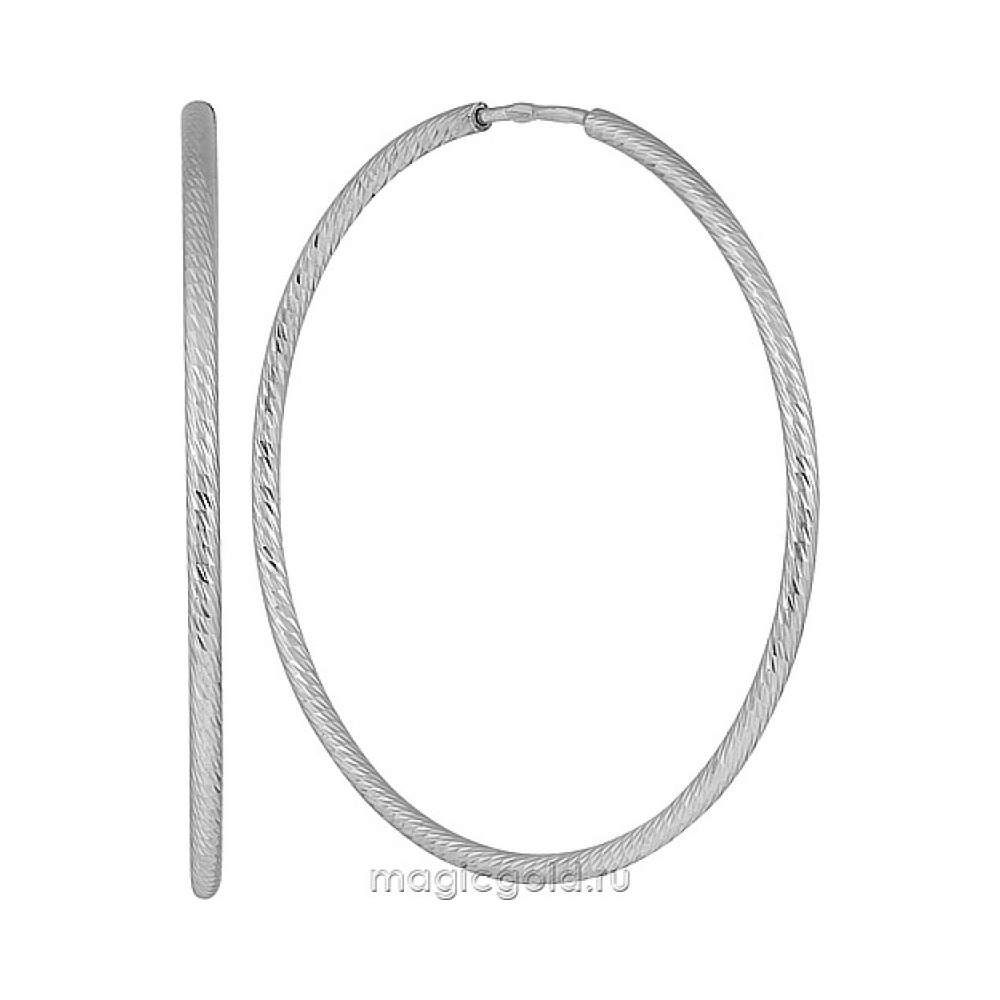 Серебряные серьги конго с алмазной гранью № 135860