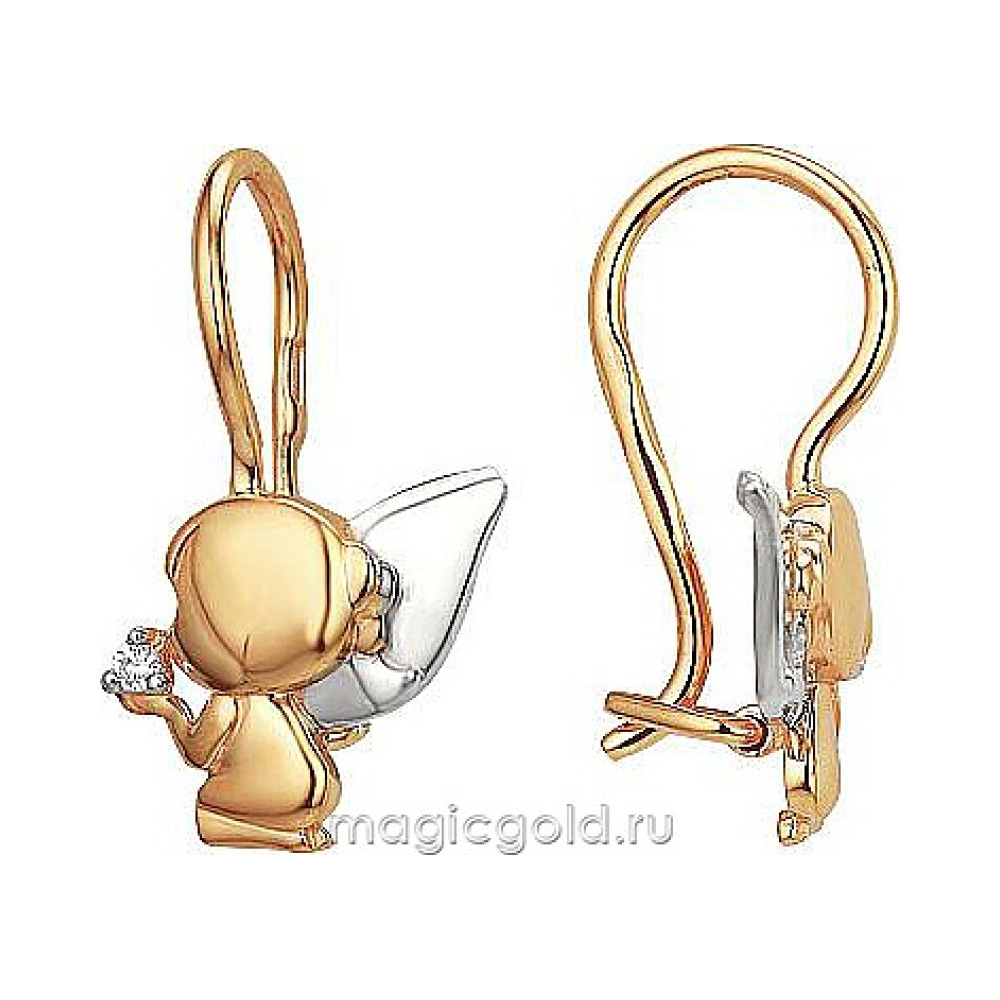Золотые серьги с фианитом № 173844