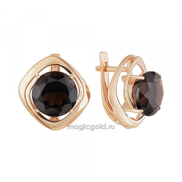 Золотые серьги с раухтопазом № 160616