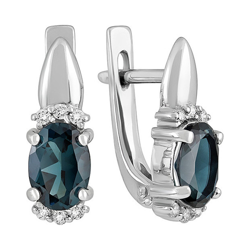 Золотые серьги с топазом и фианитом № 137871