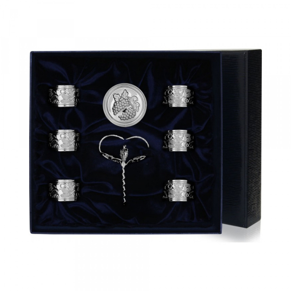 Серебряный винный набор «Виноград»