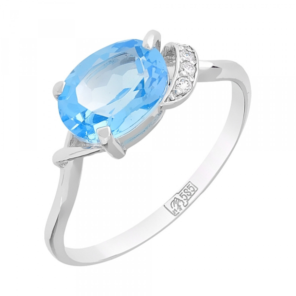 Золотое кольцо с топазом и фианитами № 77064