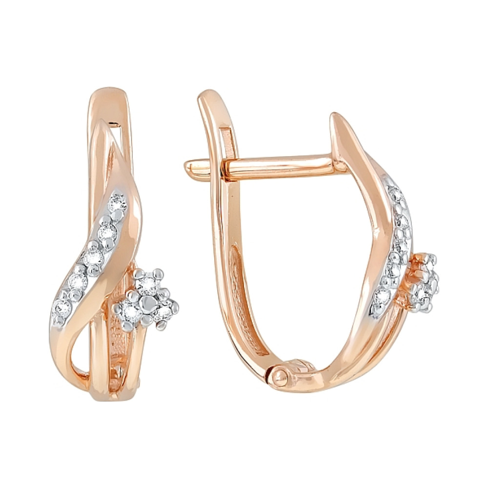 Золотые серьги с фианитами № 120632