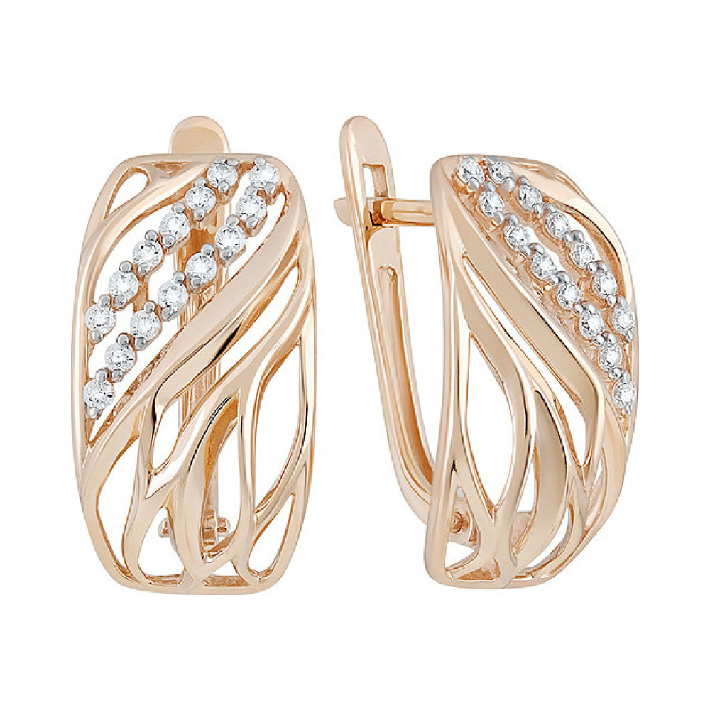 Золотые серьги с фианитом № 133802