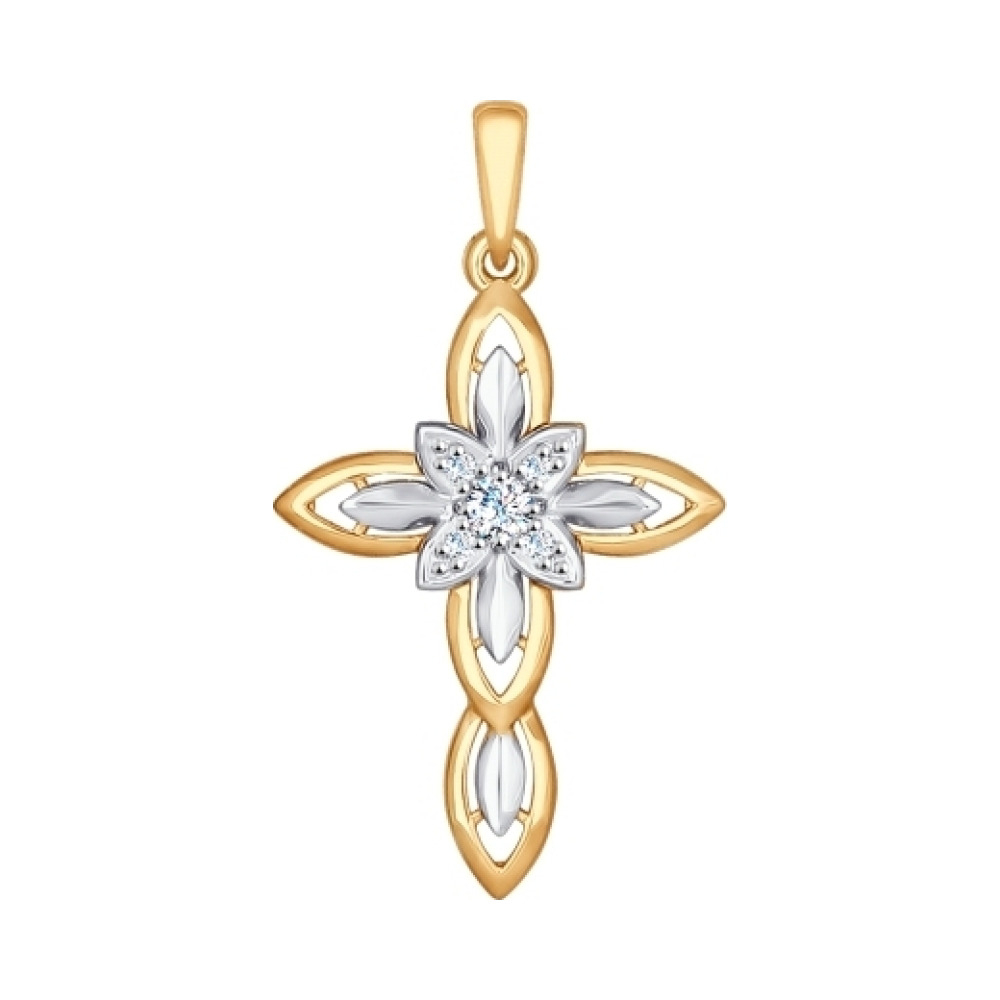 Золотая подвеска с фианитом № 138391