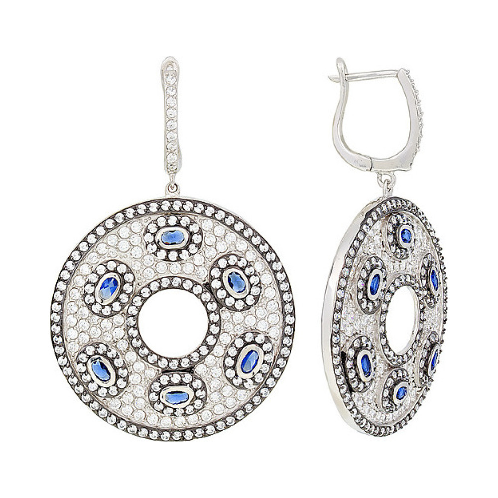 Серебряные серьги с фианитами № 118334