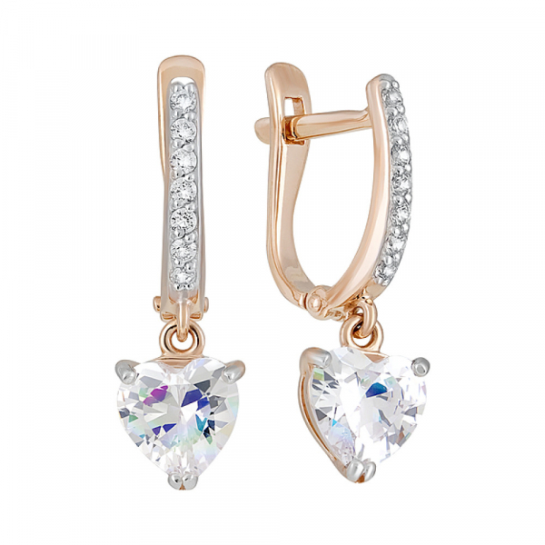 Золотые серьги с фианитами № 129101