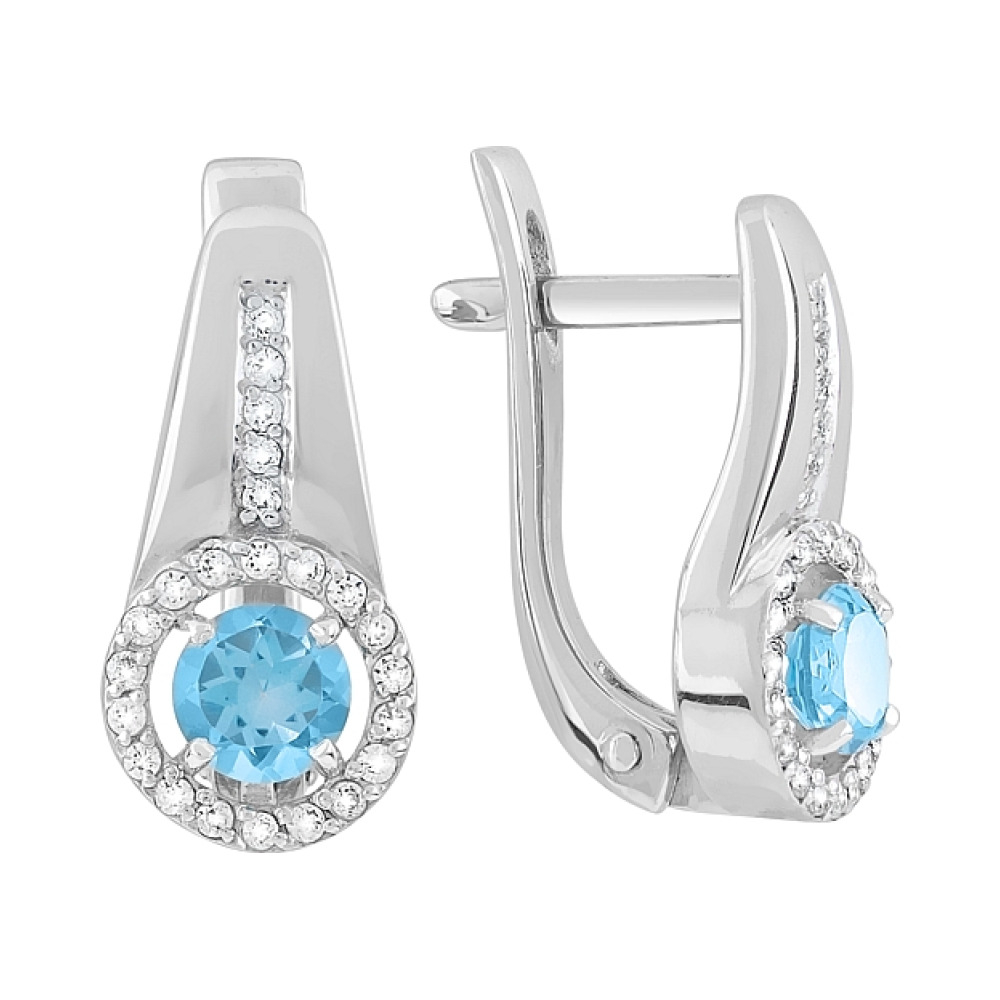 Золотые серьги с топазом и фианитом № 120735