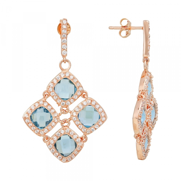 Серебряные серьги с фианитом и золотым покрытием № 115607