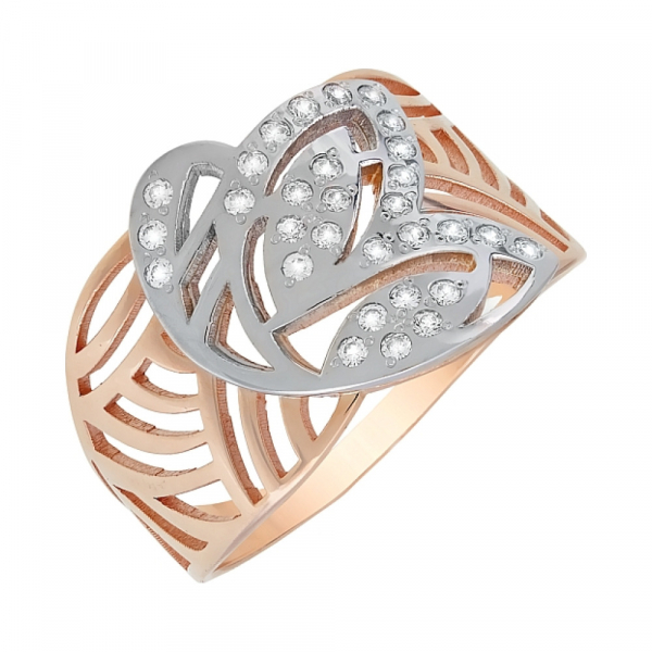 Золотое кольцо с фианитами № 116189