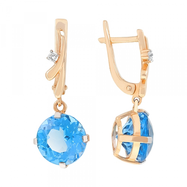 Золотые серьги с топазом и фианитом № 83499