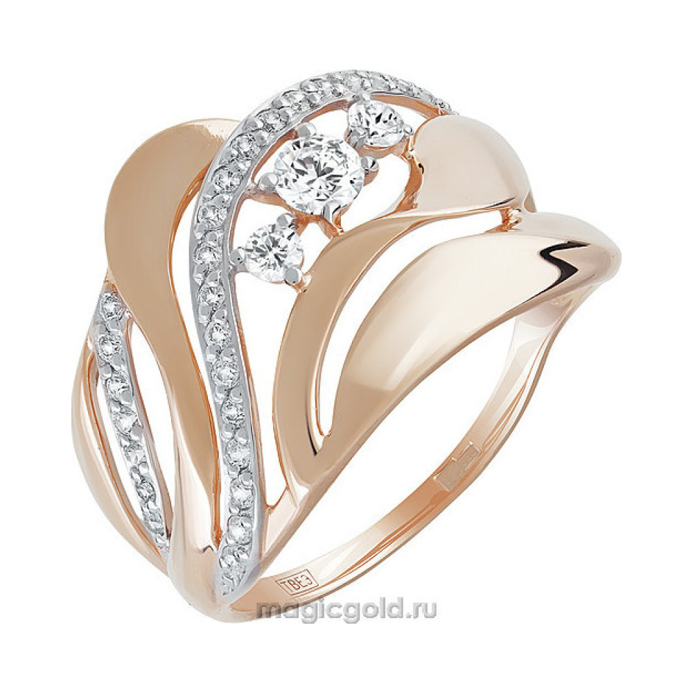 Золотое кольцо с фианитом № 140926