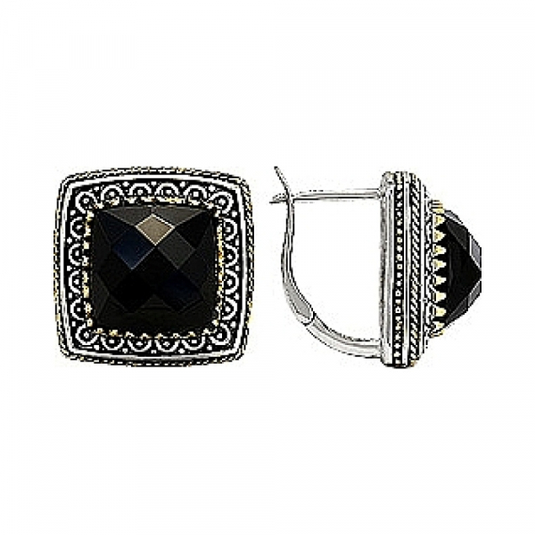 Серебряные серьги с ониксом № 80914
