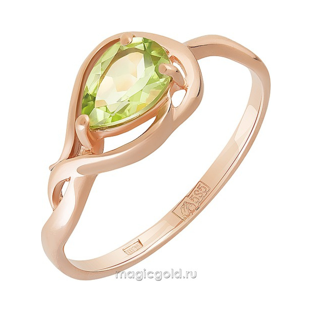 Золотое кольцо с хризолитом № 160524