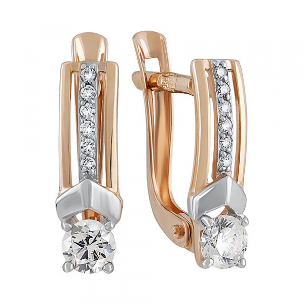 Золотые серьги с фианитом № 135975