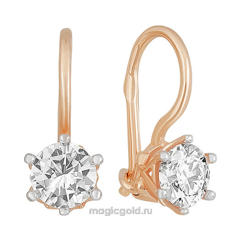 Золотые серьги с фианитом № 156409
