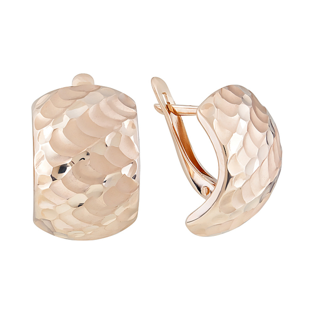 Золотые серьги без камня с алмазкой № 123984